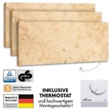 3er Pack Marmony M800 Jura mit Thermostat Marmor Infrarot-Heizung aus Naturstein mit Montagematerial, steckerfertige Wandheizung zum Aufhängen -