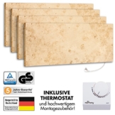 4er-Pack Marmony M800-0066 Jura mit Thermostat Marmor Naturstein Infrarot-Heizung inkl. Montagematerial, steckerfertige Wandheizung zum Aufhängen -