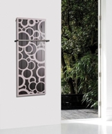 Badheizkörper Design Athen 2, HxB: 120 x 47 cm, 799 Watt, Edelstahloptik / weiß + 1 Handtuchhalter (15x15mm) (Marke: Szagato) Made in Germany / moderner Bad und Wohnraum-Heizkörper (Mittelanschluss) -