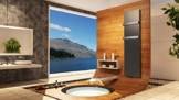 Badheizkörper Design Mirror Steel 3, HxB: 180 x 47 cm, 1118 Watt, dunkelgrau (metallic) + 2 Handtuchhalter (50mm) (Marke: Szagato) Made in Germany / Top-verarbeiteter Bad und Wohnraum-Heizkörper (Mittelanschluss) -