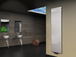 Badheizkörper Design Montevideo 3 (Glasfront) HxB: 180 x 47 cm, 1118 Watt, weiß (Marke: Szagato) Made in Germany / Top-verarbeiteter Bad und Wohnraum-Heizkörper (Mittelanschluss) -