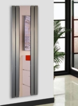 Badheizkörper Design Shanghai 3 mit Spiegel, HxB: 180 x 55 cm, 819 Watt, Edelstahloptik (Marke: Szagato) Made in Germany/Bad und Wohnraum-Heizkörper (Mittelanschluss) - 1