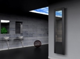 Badheizkörper Design Singapur 3, HxB: 180 x 47 cm, 1118 Watt, schwarz (matt) / Spiegel (Marke: Szagato) Made in Germany / Top-verarbeiteter Bad und Wohnraum-Heizkörper (Mittelanschluss Spiegelglas, Echtglas) -