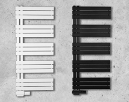 Design Badheizkörper Paneel mit Anschluss links oder rechts | Heizkörper mit versetztem Mittelanschluss (60 x 140 cm, anthrazit (RAL 7016)) - 1