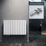 ELEGANT Design Heizkörper Horizontal mit Chrom Multiblock 630x1001mm Doppellagig Chrom Badezimmer/Wohnraum Paneelheizkörper Mittelanschluss Flachheizkörper - 1