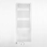 Elektro Badheizkörper 794 Watt (H x B) 1775 x 500mm - weiss gebogen - Anschluss Links - inkl. Heizpatrone 1000 Watt mit 5 Heizstufen und 2h Timer - Fertig befüllt und betriebsbereit -