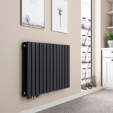 EMKE Heizkörper Design Paneelheizkörper 600x770mm Ovale Form Antrazit Heizung 1188W Horizontaler Seitenanschluss Doppellagig - 1