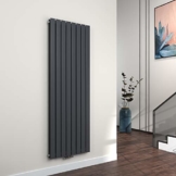EMKE Vertikal Heizkörper Design Paneelheizkörper 1800x620mm Antrazit flach Doppellagig Mittelanschluss Heizung 2310W - 1