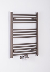 Handtuchheizkörper Badheizkörper Handtuchwärmer 700x600mm Grau gebogen -