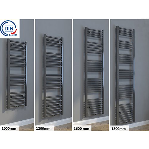 VERONA Design-Badheizkörper 1400 X 500 Mm – Anthrazit/schwarz, Handtuchtrockner Mit 566 W Leistung, EN 442 Geprüft