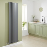 Hudson Reed Design Heizkörper Revive vertikal - 1780 mm x 472 mm - 1870Watt - moderne Design Heizung aus hochwertigem Stahl, Oberfläche pulverbeschichtet in Anthrazit -einlagig -