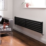 Hudson Reed Heizkörper - Revive - 1651 Watt - 354 mm x 1600 mm - horizontale Design Heizung aus Stahl - Oberfläche in Schwarz Hochglanz -