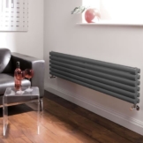 Hudson Reed Heizkörper - Revive - 1920 Watt - 354 mm x 1780 mm - horizontale Design Heizung aus Stahl - Oberfläche in Anthrazit -