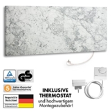 Marmony M800-0066 Carrara mit Thermostat Marmor Infrarot-Heizung inkl. Montagematerial, steckerfertig zum Aufhängen -