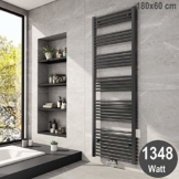 Meykoers Badheizkörper 1800x600mm Mittelanschluss 1348 Watt Anthrazit, Handtuchtrockner Handtuchwärmer Heizkörper für Bad Heizung - 1