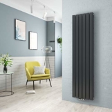 WELMAX Flach Heizkörper Vertikal 1800x460mm Anthrazit Design Paneelheizkörper Doppellagig Mittelanschluss Heizung - 1